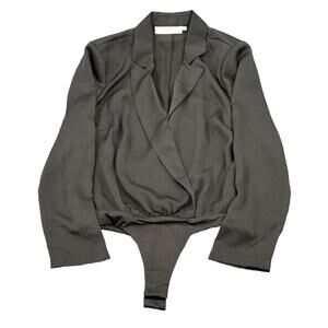 Astr the Label Bodysuit Womens Large Black‎ Long Sleeve V-Neck Sexy Party Club